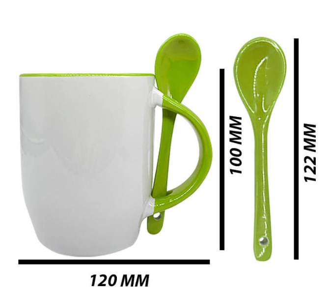 Mug with spoon light green