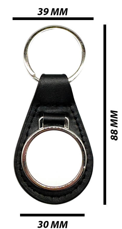 PU/Metal Keyring Round Black