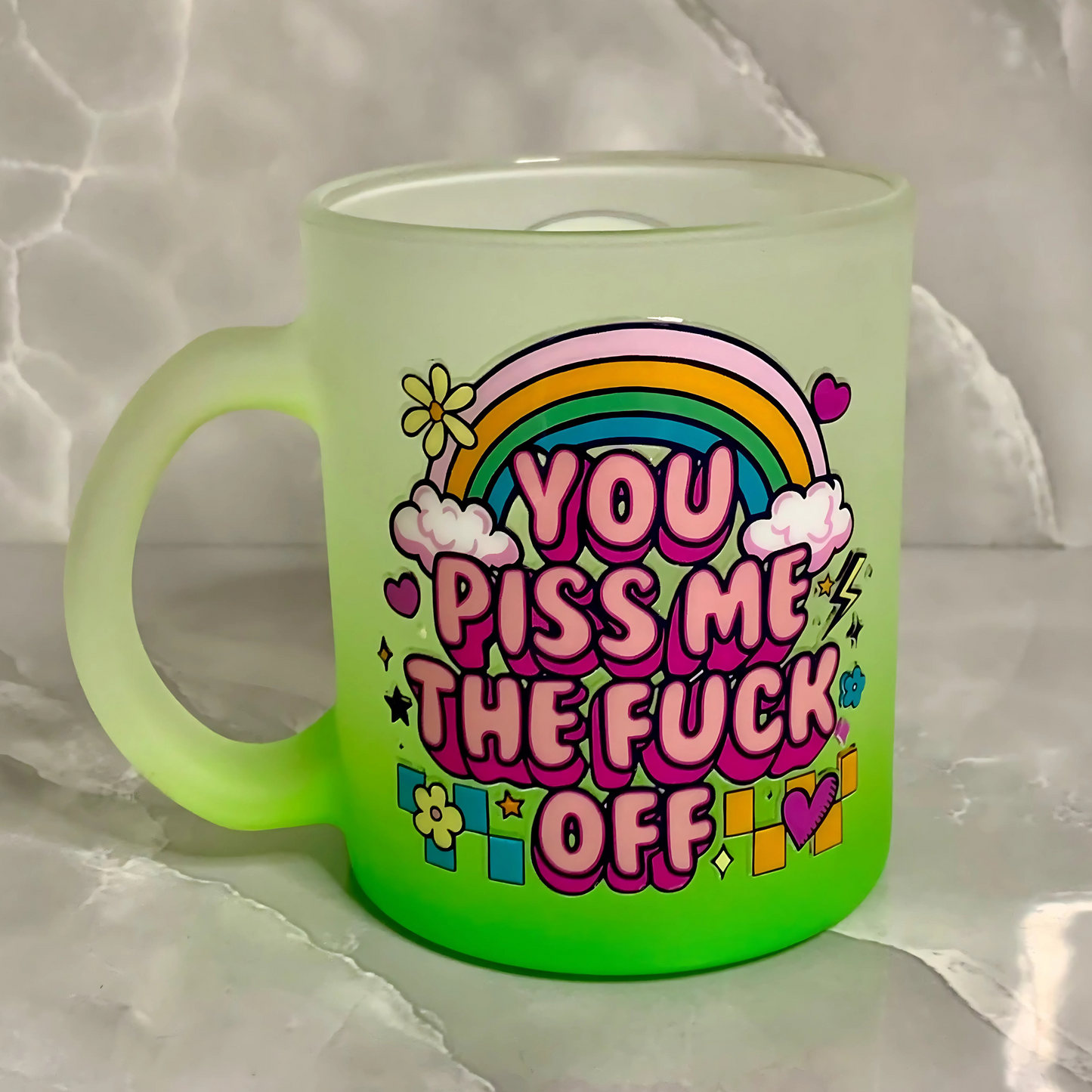 Frosted glass mug "swearing rainbow"