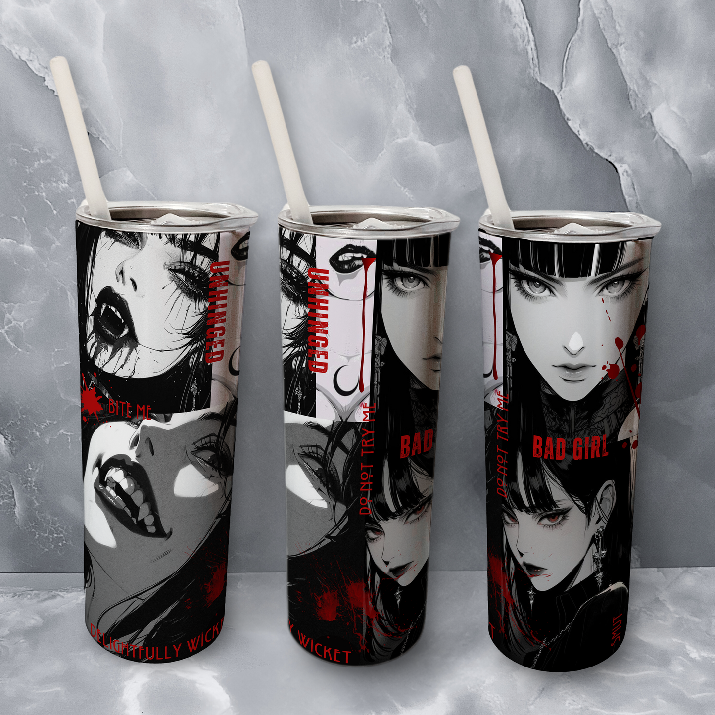 Bad girl Double wall 20oz stainless steel skinny tumbler.