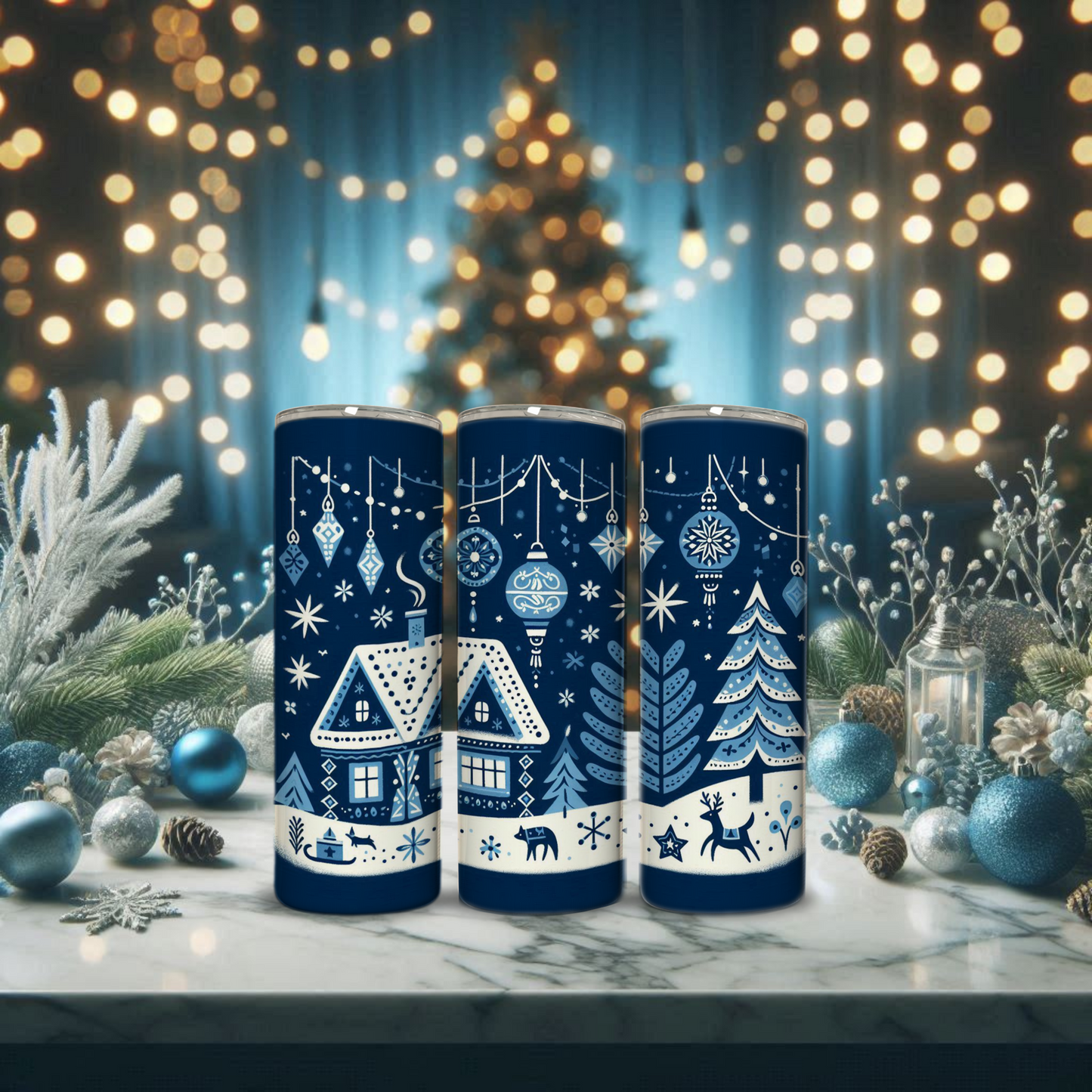20 oz Christmas skinny tumbler