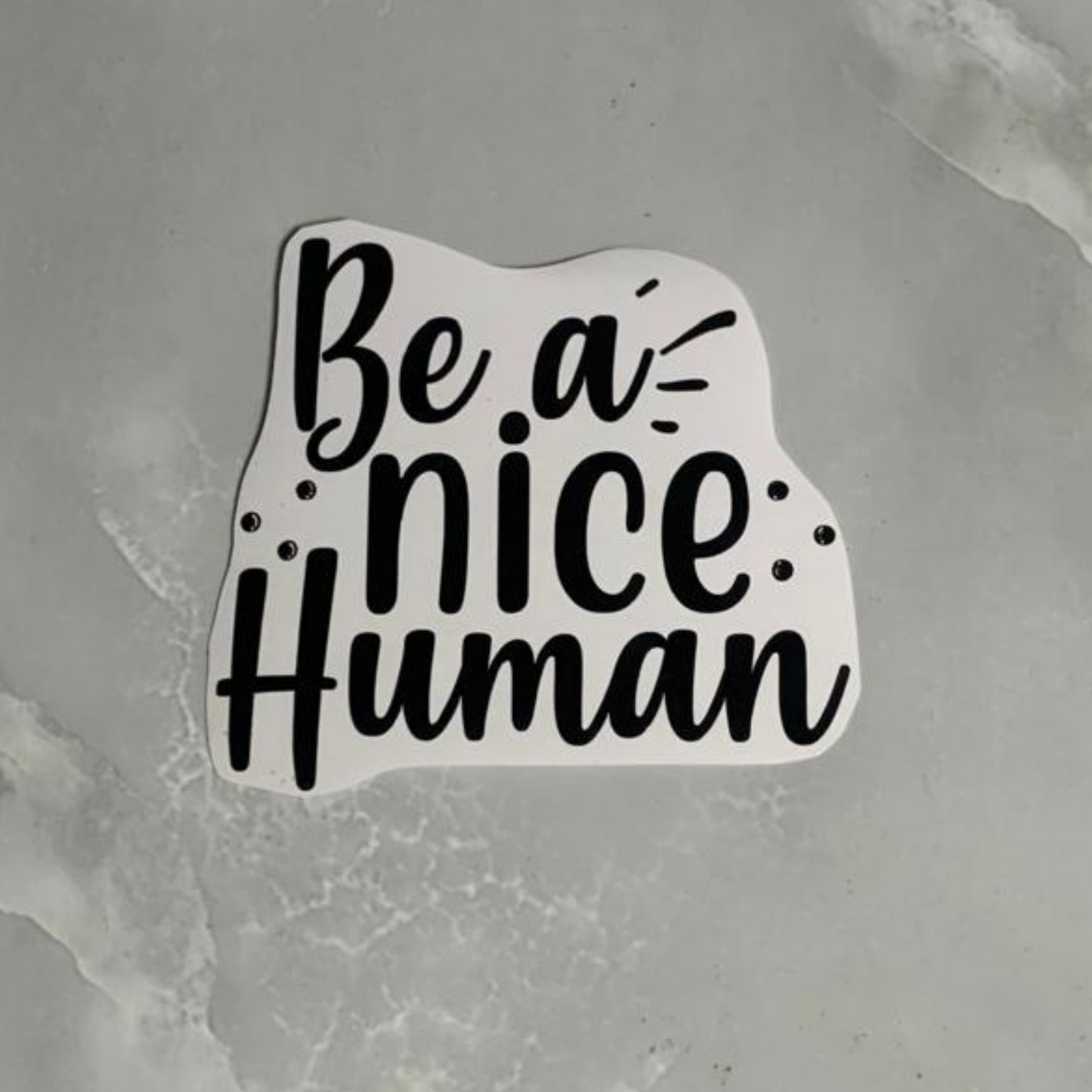 Vinyl decals "be a nice human"