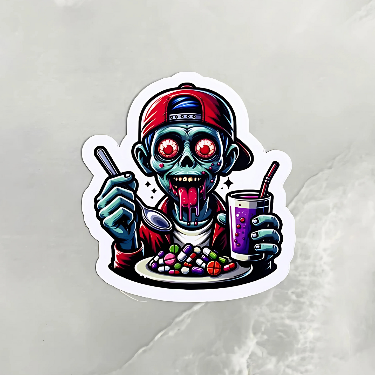 Pill zombie printed stickers