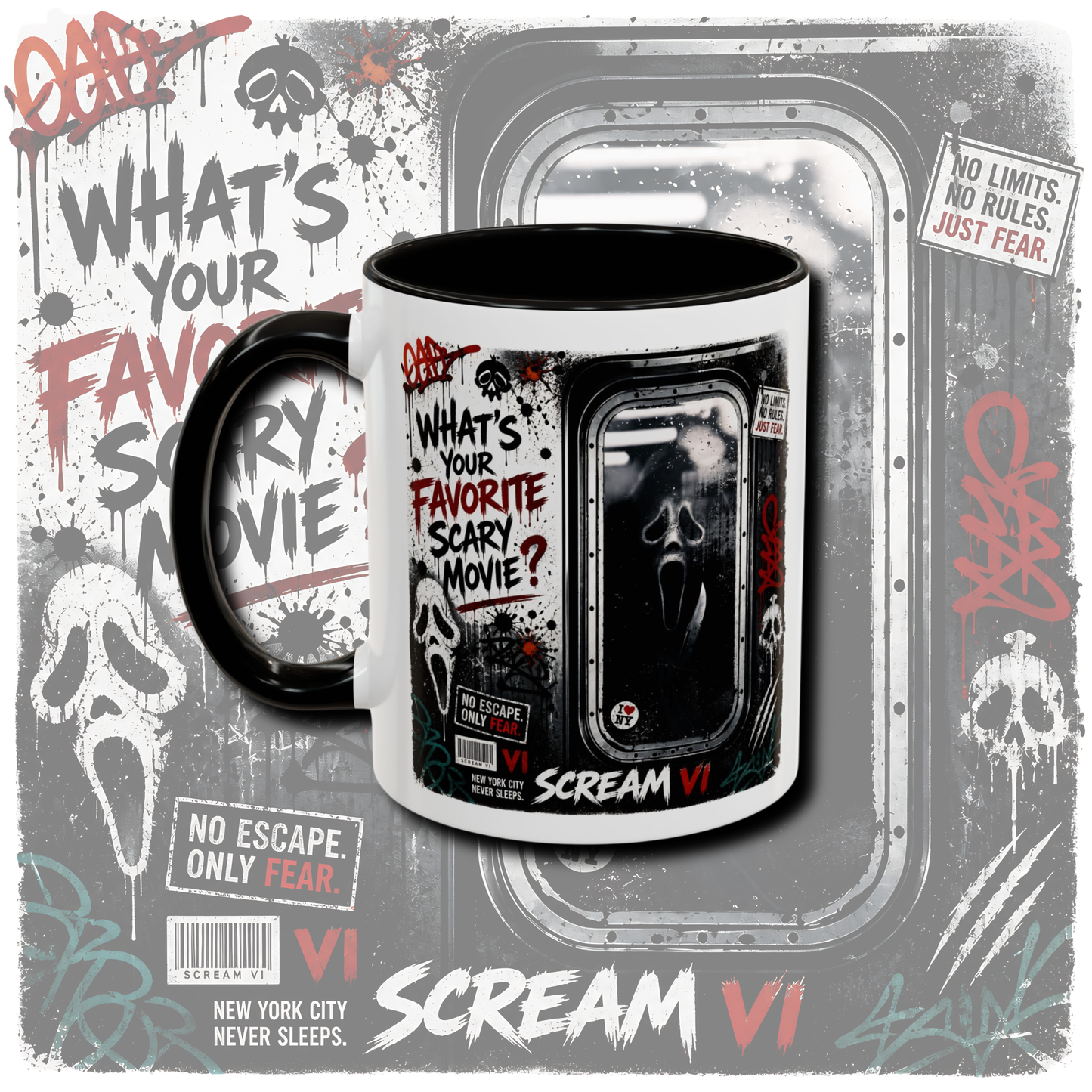 "Horror" two tone mug.