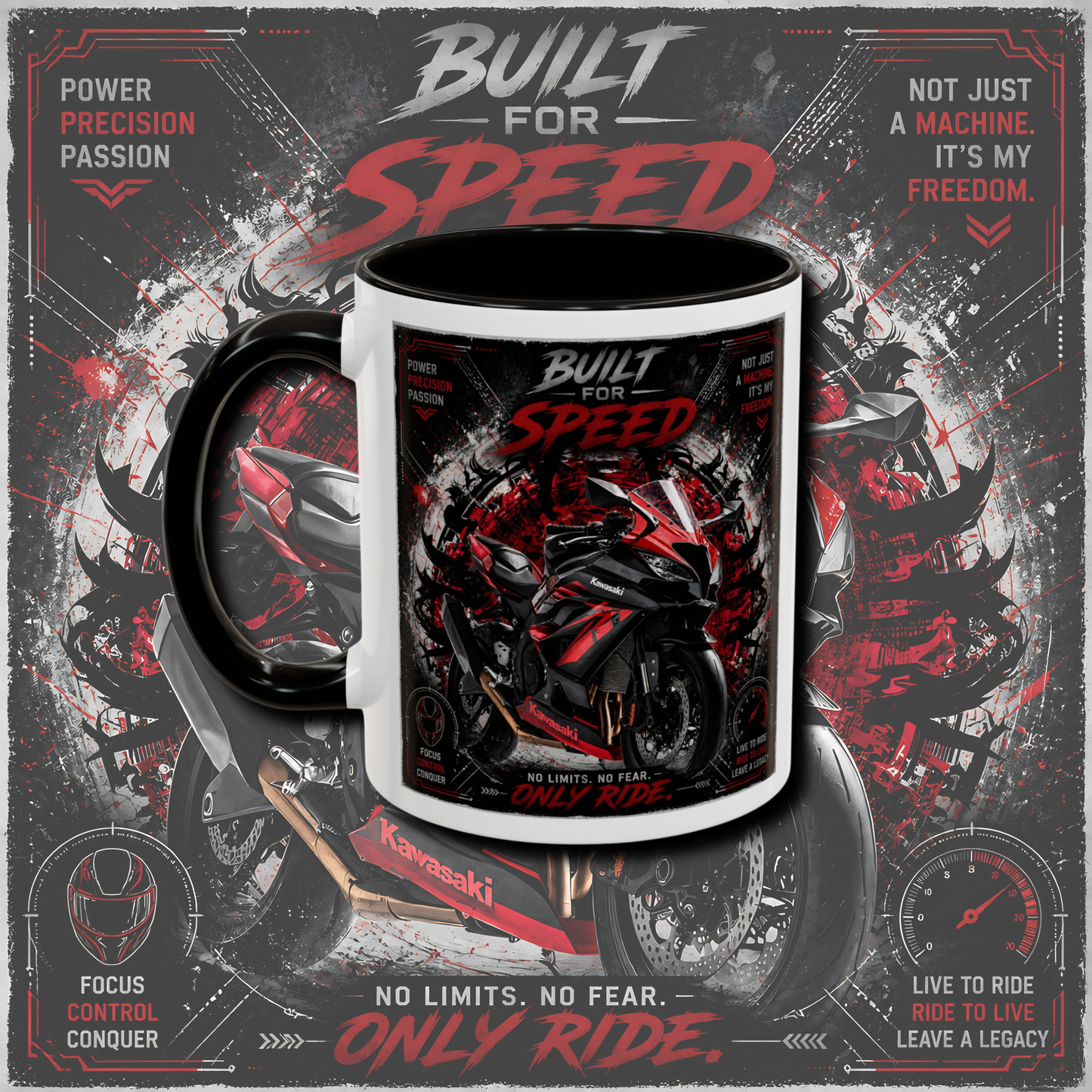 "Motorcycle" two tone mug.