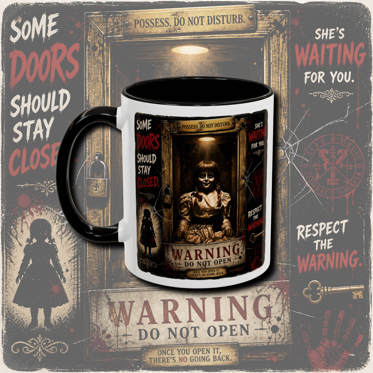 "Horror" two tone mug.