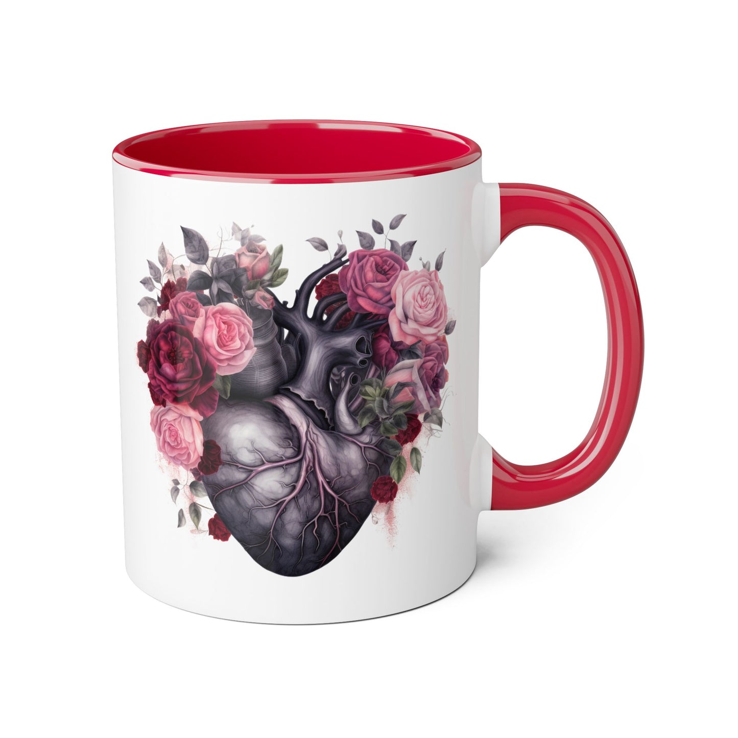 Pink heart 11 0z two tone ceramic mug