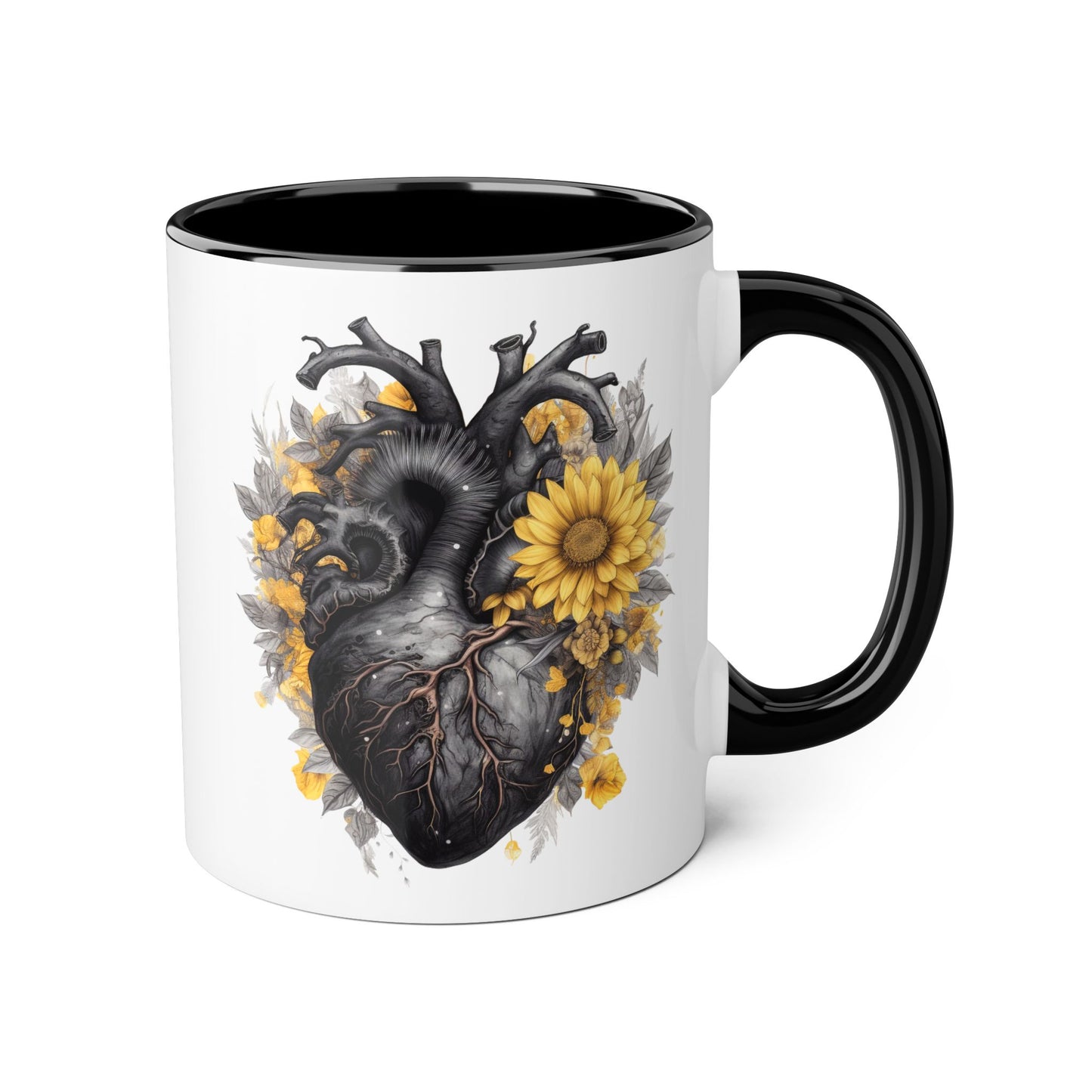 Sunflower heart 11 0z two tone ceramic mug