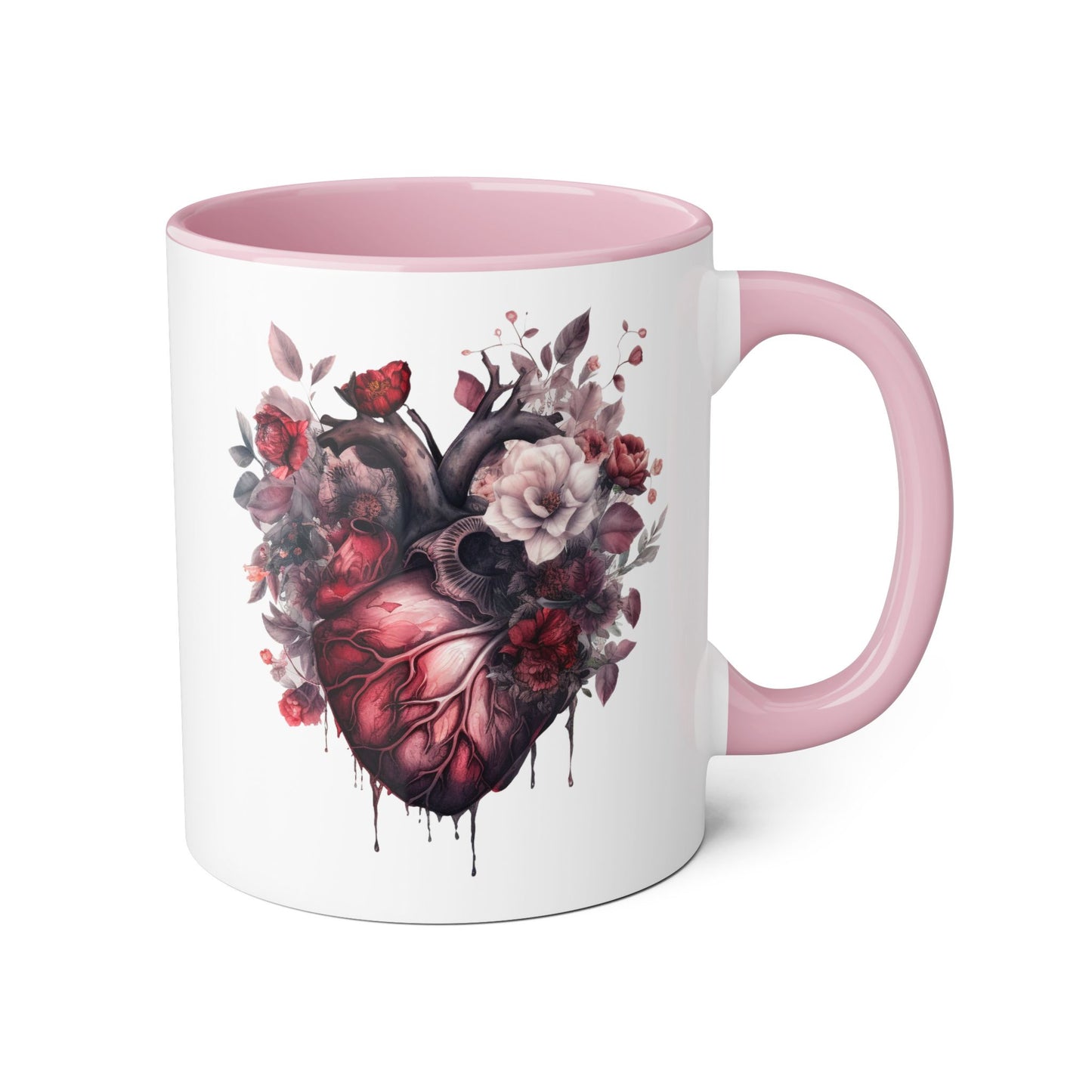 Pink heart 11 0z two tone ceramic mug