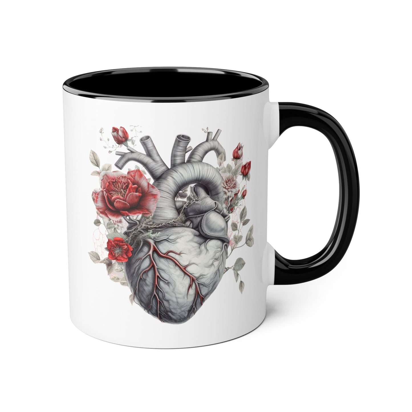 Grey heart 11 0z two tone ceramic mug