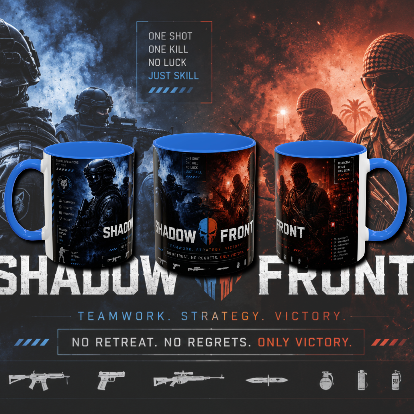 "Shadow front" two tone gaming mug.