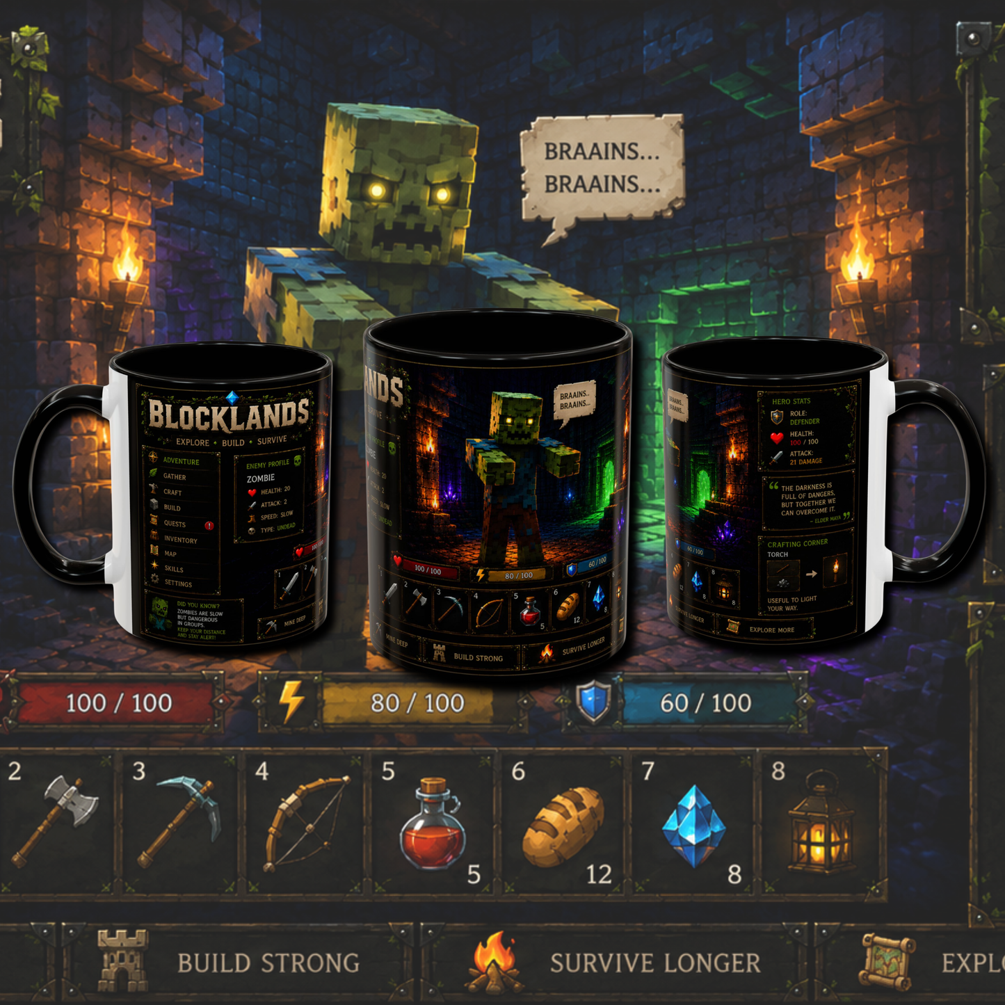 "Block lands" two tone gaming mug.