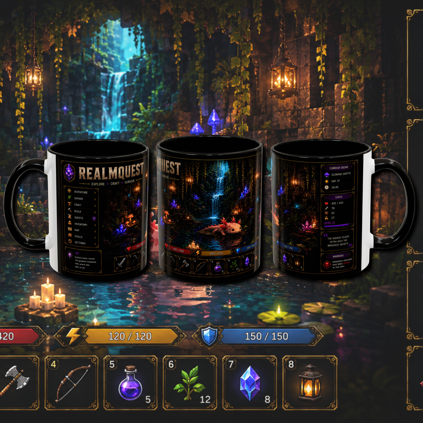 "Realm quest" two tone gaming mug.