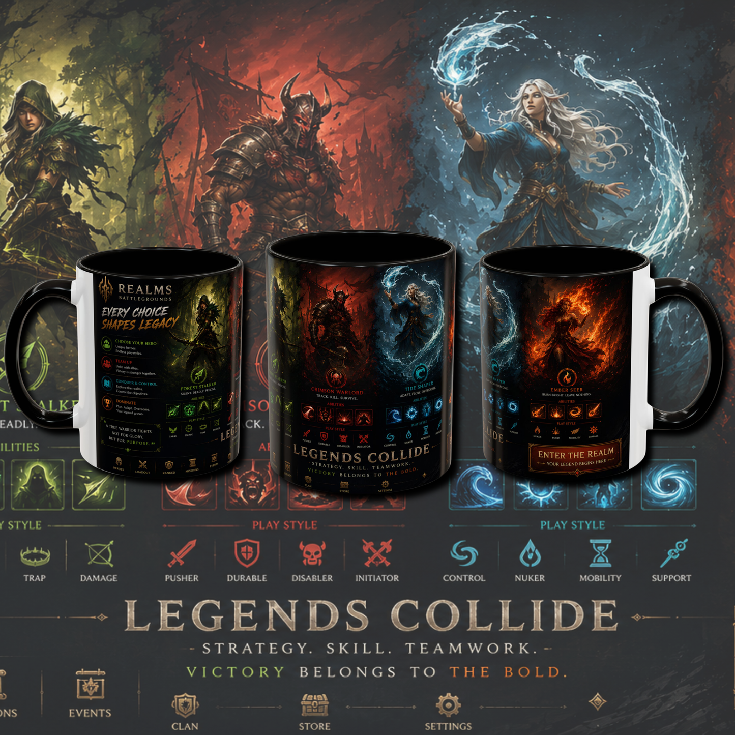 "Legends collide" two tone gaming mug.