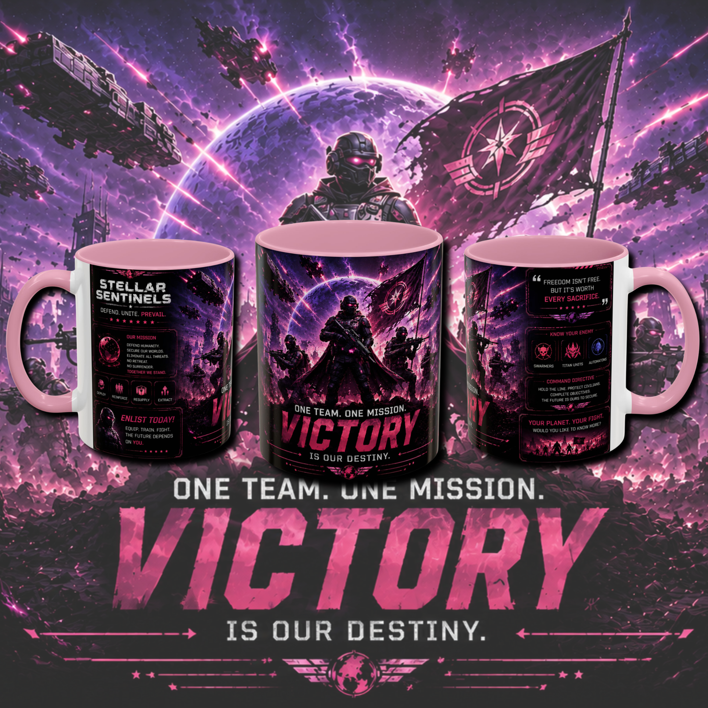 "Stellar sentinels" two tone gaming mug.