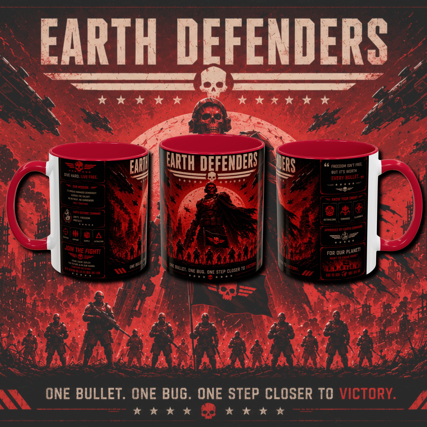 "Earth defenders" two tone gaming mug.