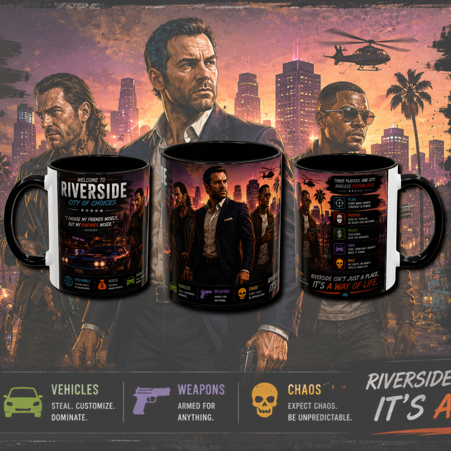 "Riverside" two tone gaming mug.