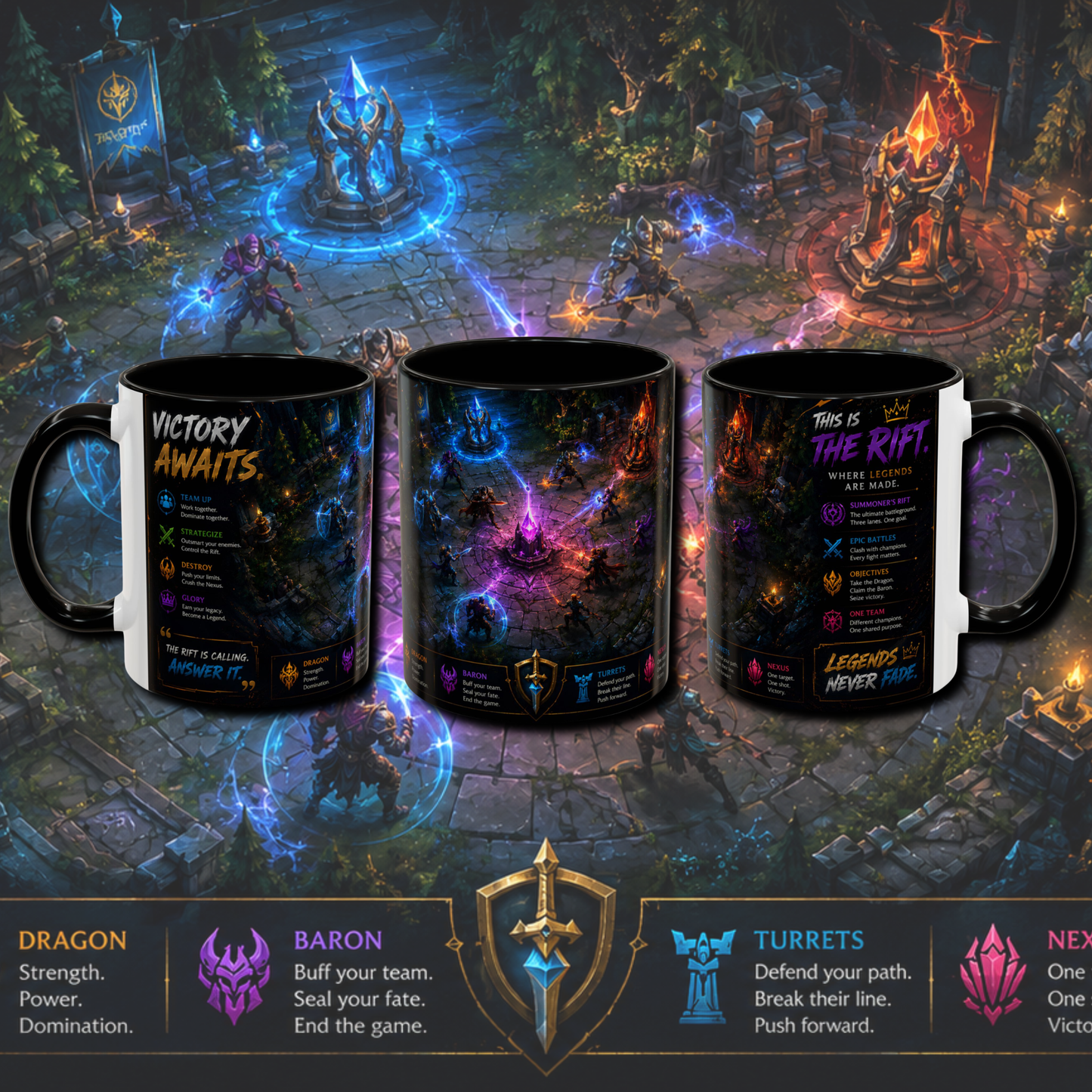 "Victory awaits" two tone gaming mug.