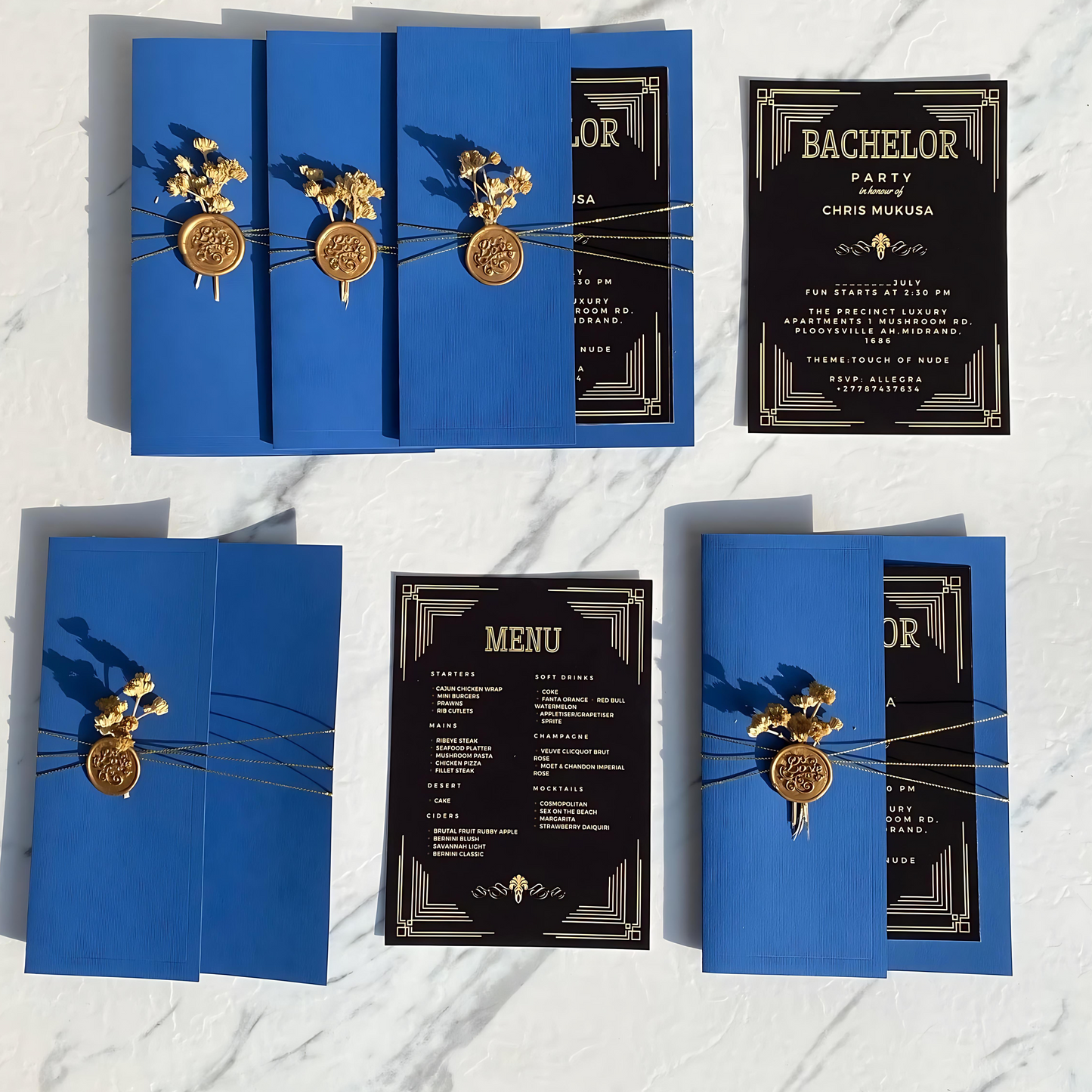 Blue Bachelor Invitations
