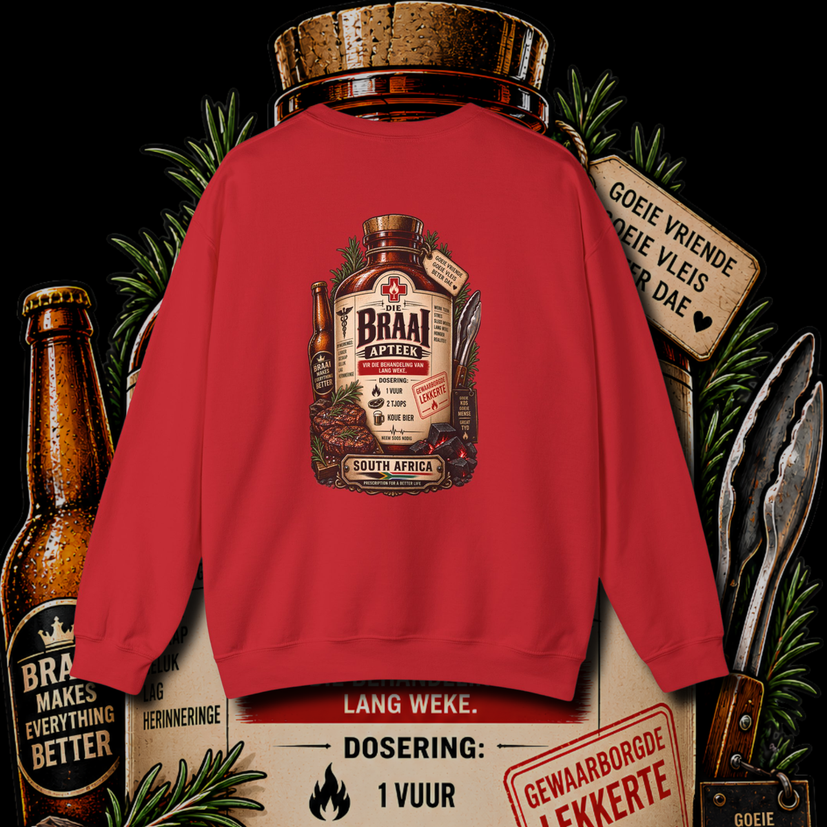 Men's "braai apteek" sweater.