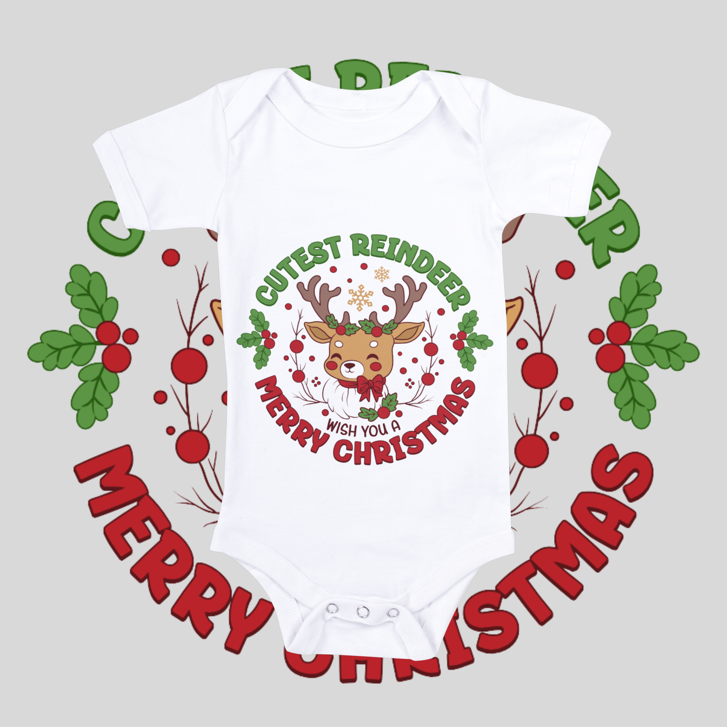 "Cutest reindeer" baby grow.