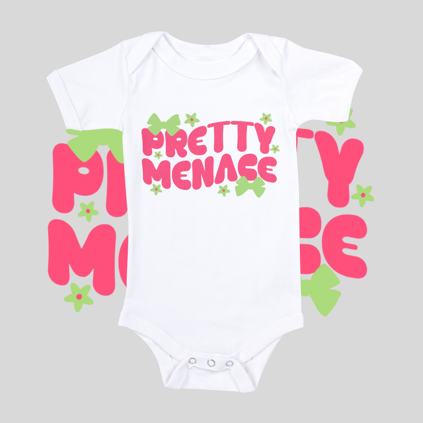 "Pretty Menace" baby grow.