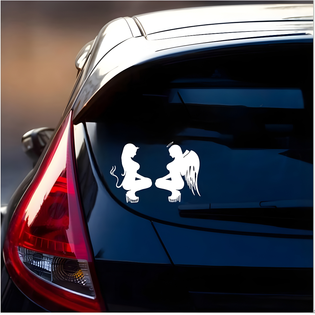 Devil and angel vinyl decal/sticker