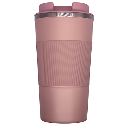 Double wall stainless steel engraving cappuccino mug pink