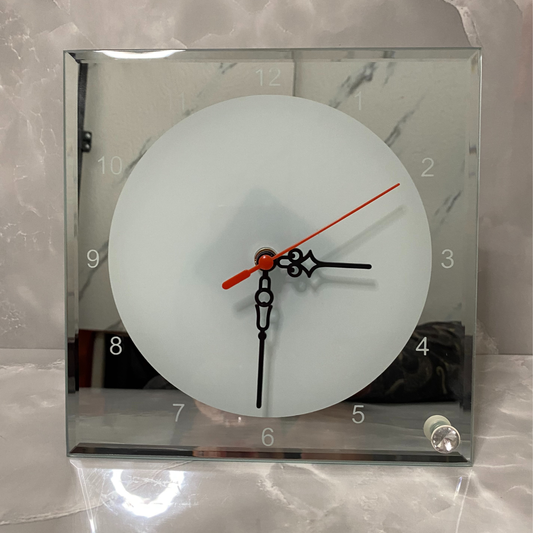Sublimation glass square mirror wall clock