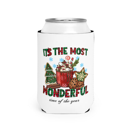 Festive Holiday Can Cooler Sleeve - "It's the Most Wonderful Time of the Year"