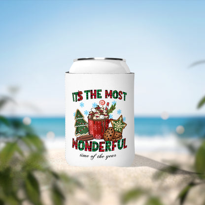 Festive Holiday Can Cooler Sleeve - "It's the Most Wonderful Time of the Year"