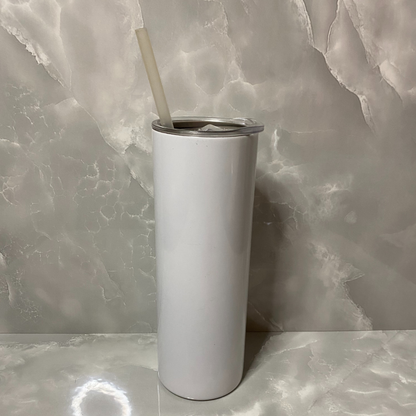 Double wall 20oz stainless steel white skinny tumbler