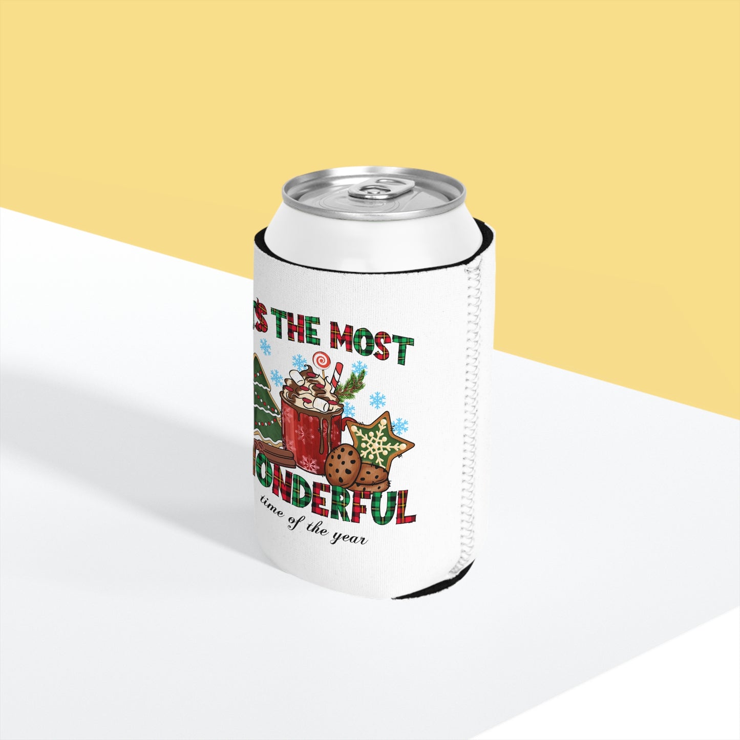 Festive Holiday Can Cooler Sleeve - "It's the Most Wonderful Time of the Year"