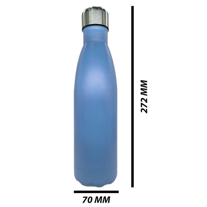 Double Wall Stainless Steel 500ml Engraving Water Bottle Light Blue