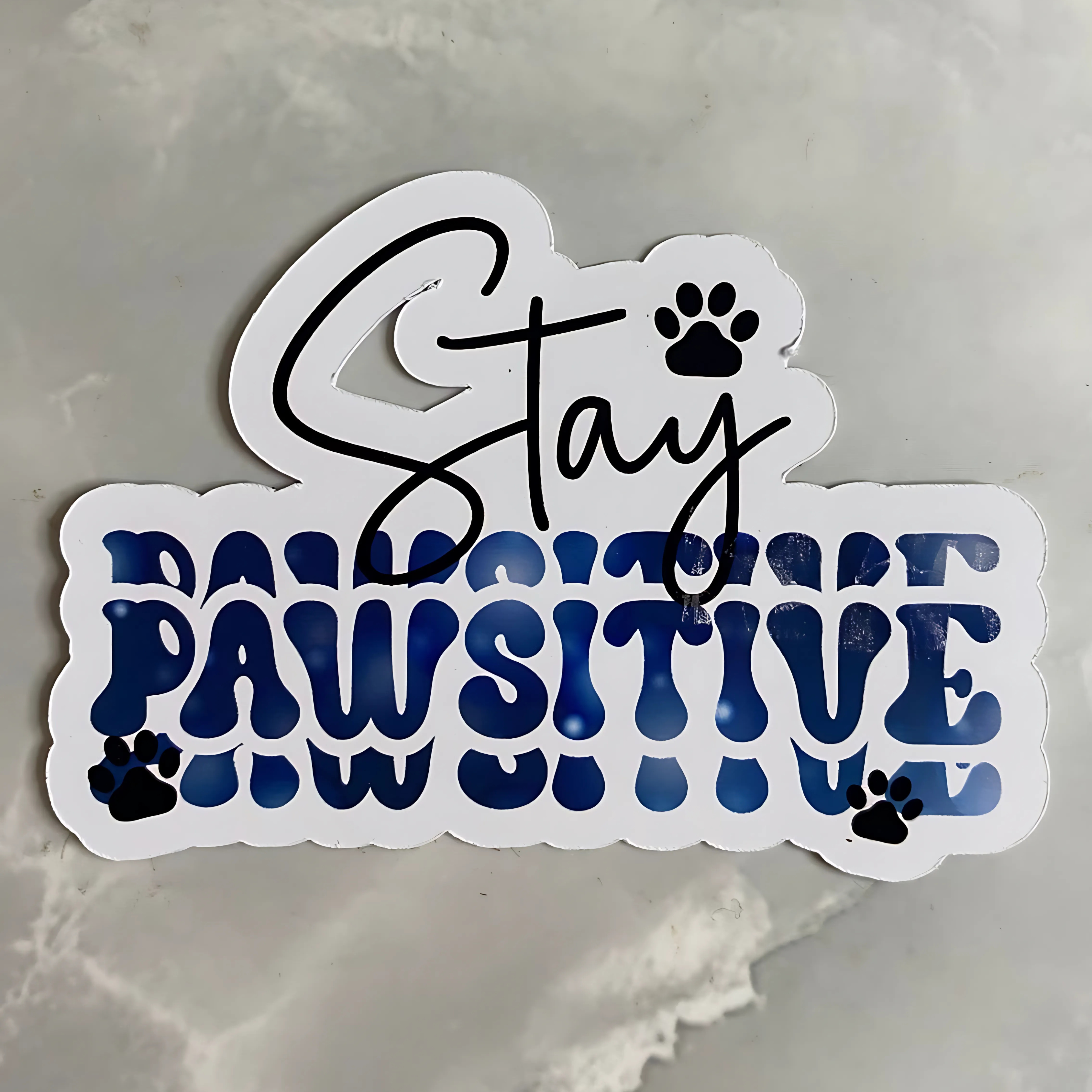 Stay pawsitive printed stickers – Graphink_Print_Design