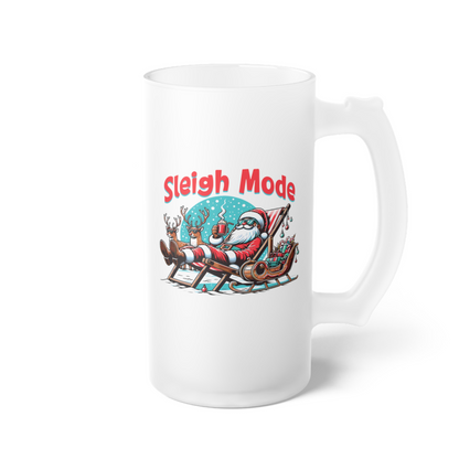 Sleigh Ride Frosted Glass Beer Mug – Perfect for Winter Celebrations