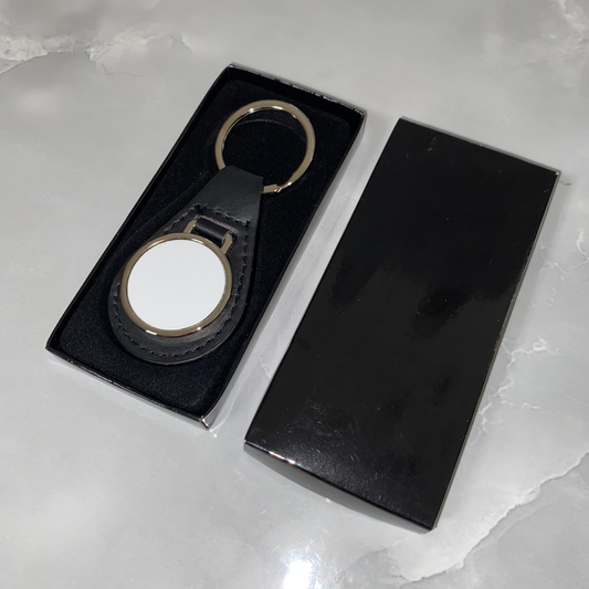 PU/Metal Keyring Round Black