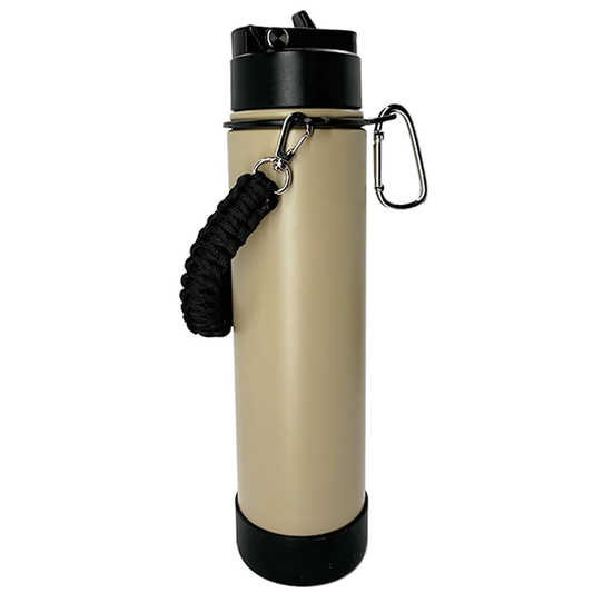 Double Wall Stainless Steel Engraving 24oz (700ml) Rope Water Bottle Khaki