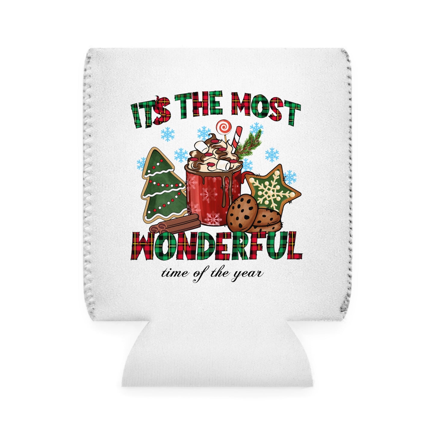 Festive Holiday Can Cooler Sleeve - "It's the Most Wonderful Time of the Year"