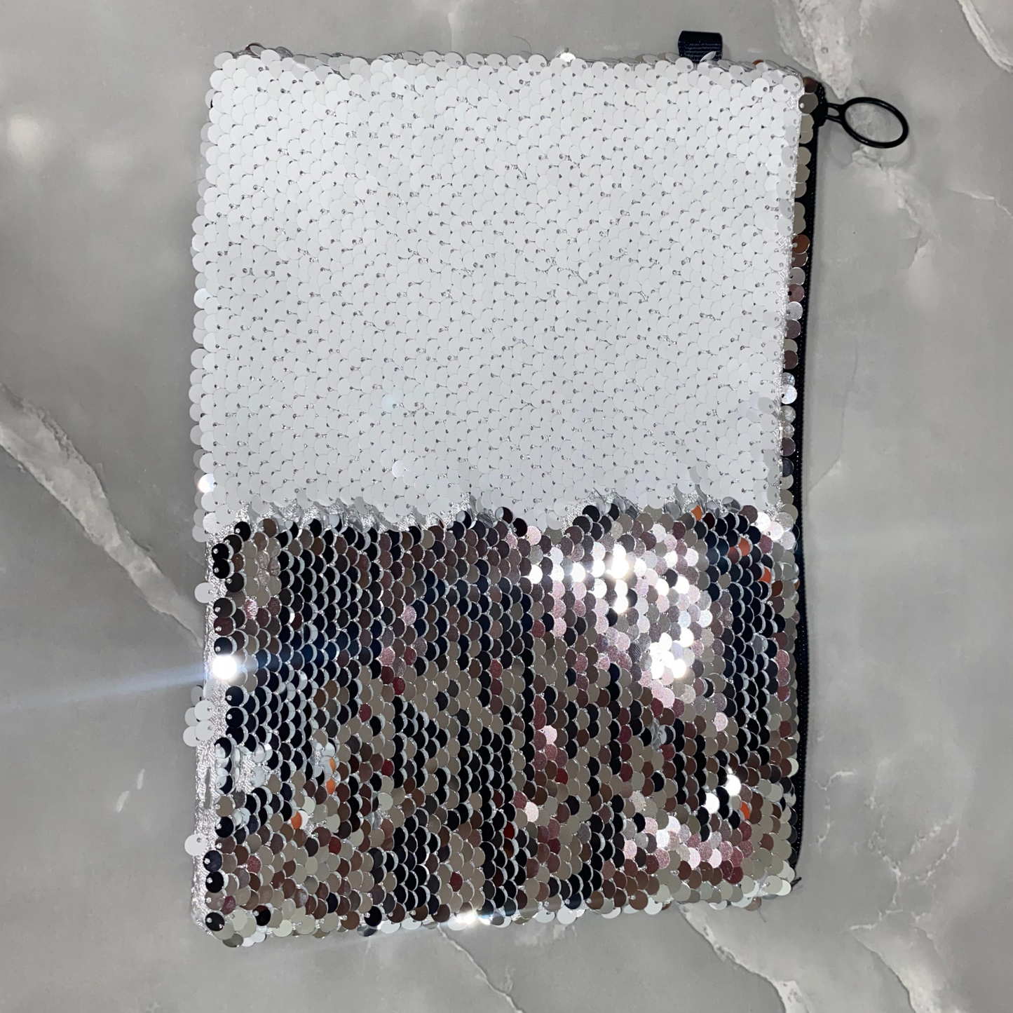 Silver Sequin Pencil/Makeup Bag