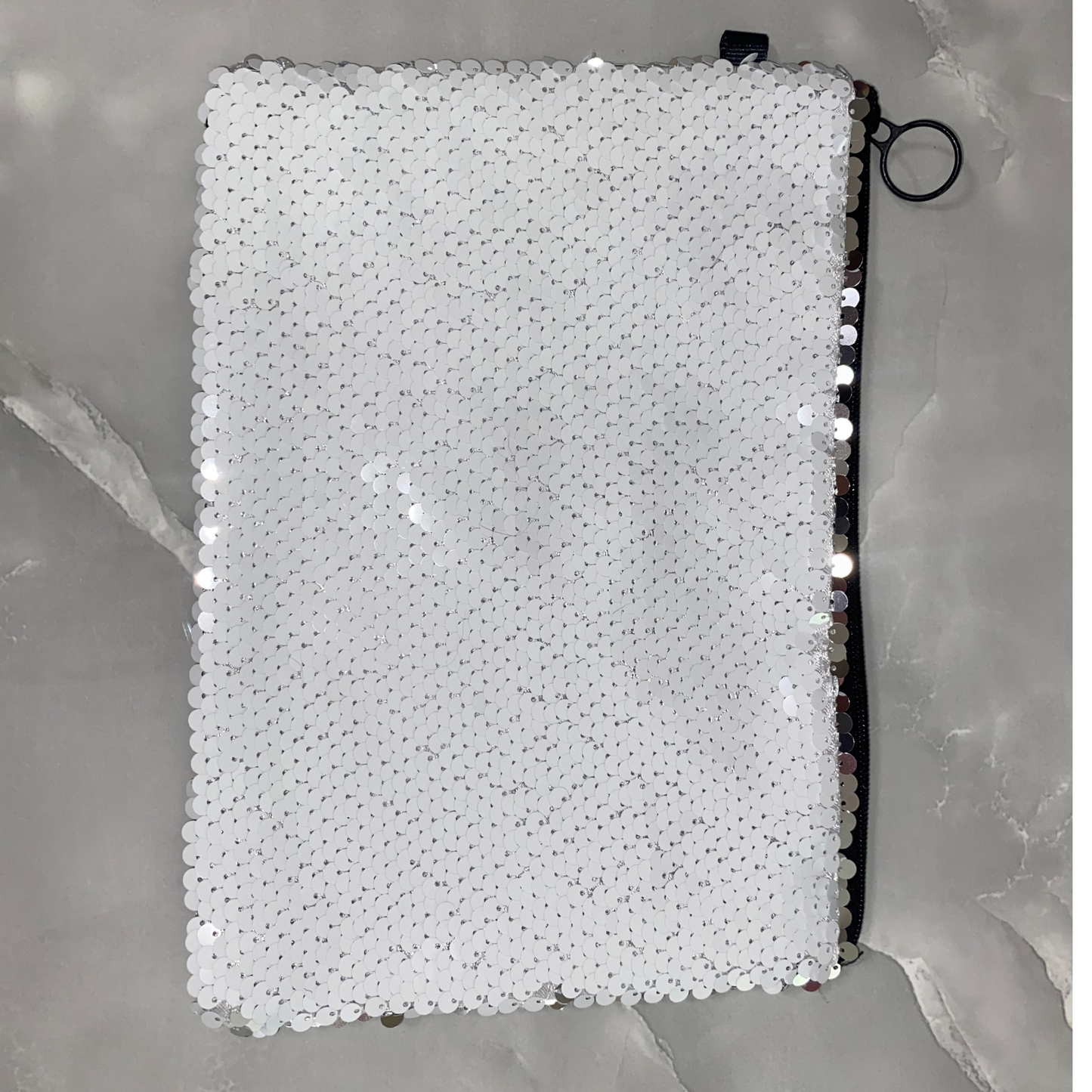 Silver Sequin Pencil/Makeup Bag
