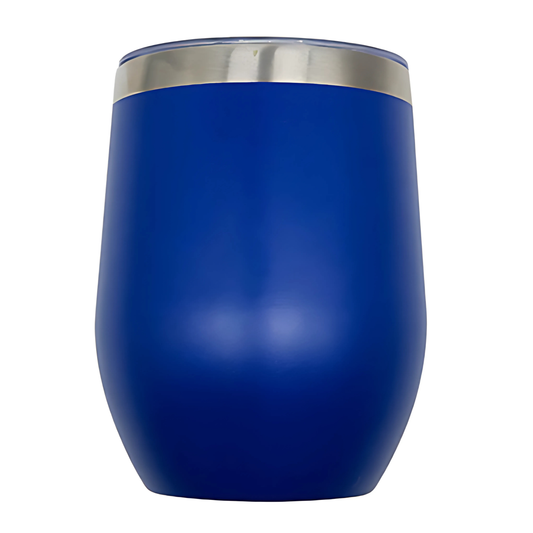 Double wall stainless steel 12oz engraving wine tumbler royal blue