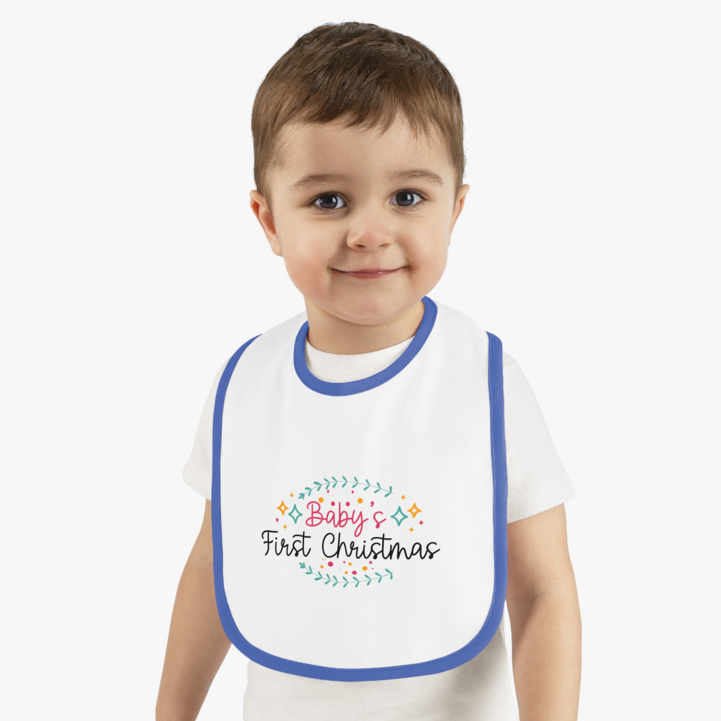 Baby's First Christmas Contrast Trim Bib