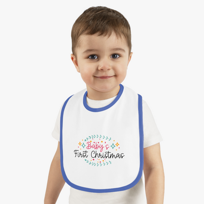 Baby's First Christmas Contrast Trim Bib