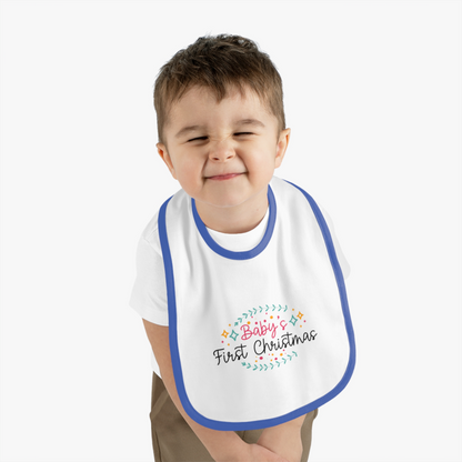 Baby's First Christmas Contrast Trim Bib