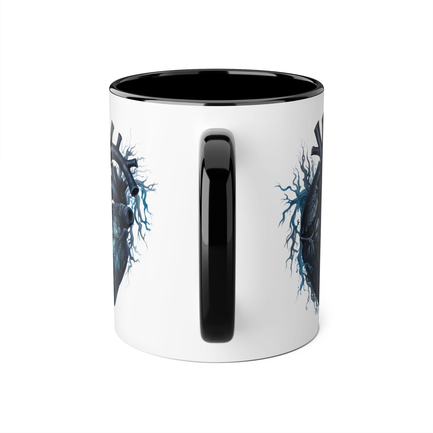 Blue heart 11 0z two tone ceramic mug