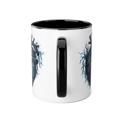 Blue heart 11 0z two tone ceramic mug