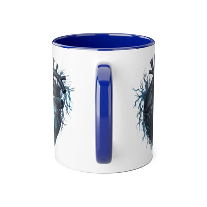 Blue heart 11 0z two tone ceramic mug