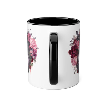 Pink heart 11 0z two tone ceramic mug
