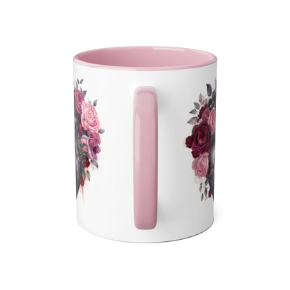 Pink heart 11 0z two tone ceramic mug